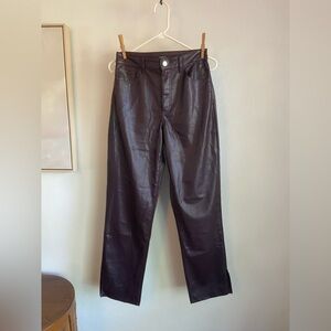 Express Super High Waisted Faux Leather Modern Straight Pant